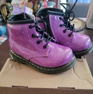 Dr Doc Martens Air Wave Glitter Toddler kids 6 Dark Pink Boots
